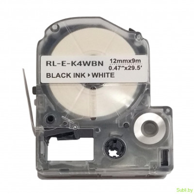 Лента для этикеток RL-E-K4WBN-BK/WT, 12мм/9м. Ninestar