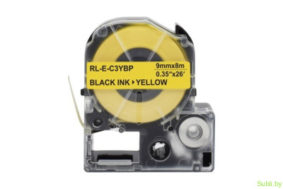 Лента для этикеток RL-E-C3YBP-BK/YE LC-3YBP, 9мм/8м. Ninestar