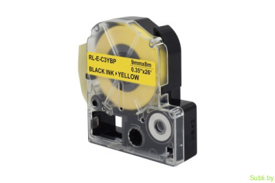 Лента для этикеток RL-E-C3YBP-BK/YE LC-3YBP, 9мм/8м. Ninestar