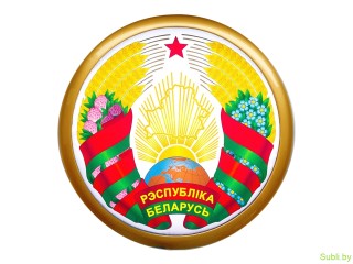 Герб Республики Беларусь цветной в рамке, диаметр 35 см 